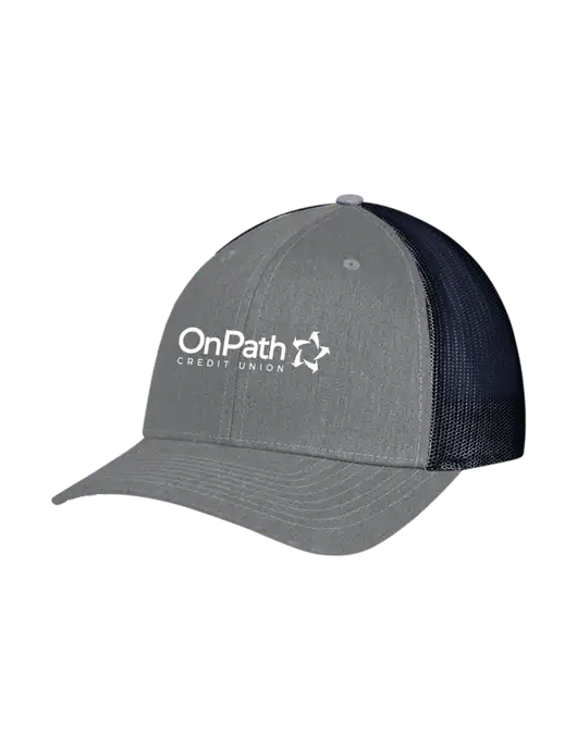 Richardson Adjustable Snapback Original 112 Trucker Cap Heather Grey w/Navy Mesh w/OnPath Logo