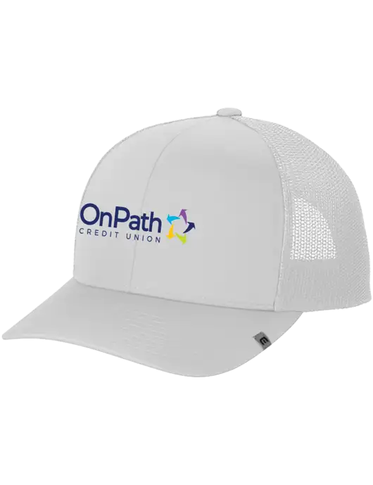 TravisMathew White Cruz Trucker Cap w/OnPath Logo