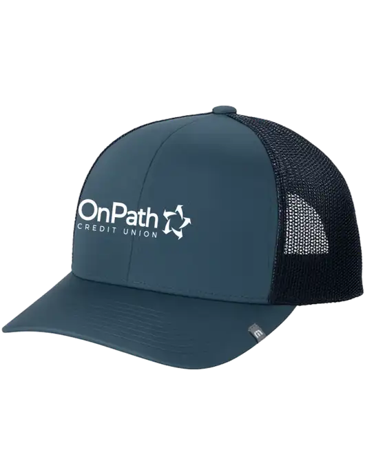 TravisMathew Dark Slate Blue Cruz Trucker Cap w/OnPath Logo