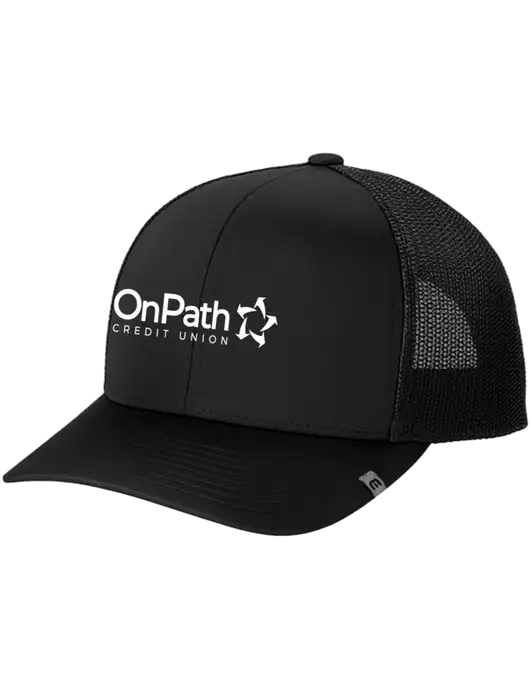 TravisMathew Black Cruz Trucker Cap w/OnPath Logo