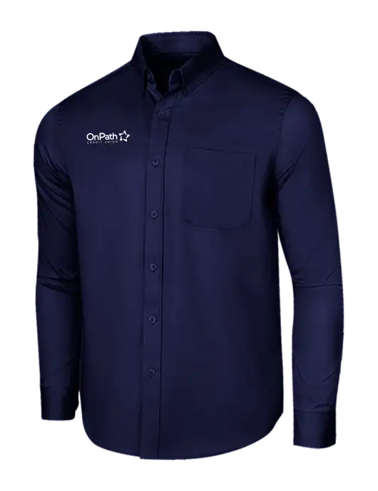 Long Sleeve Navy Superpro React Twill Shirt w/OnPath Logo
