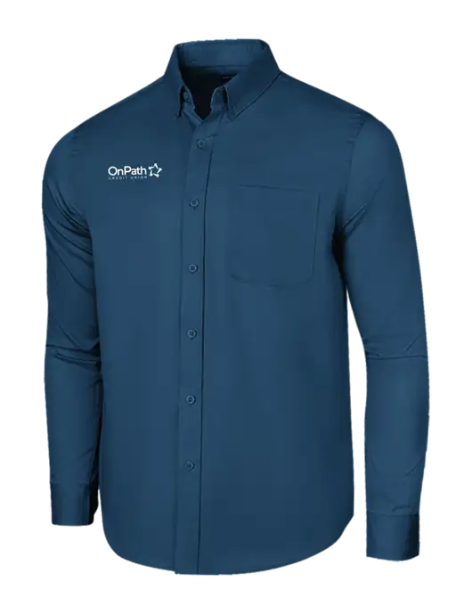 Long Sleeve Light Navy Superpro React Twill Shirt w/OnPath Logo