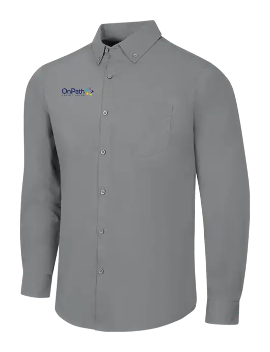 Medium Grey Long Sleeve Carefree Poplin Shirt w/OnPath Logo